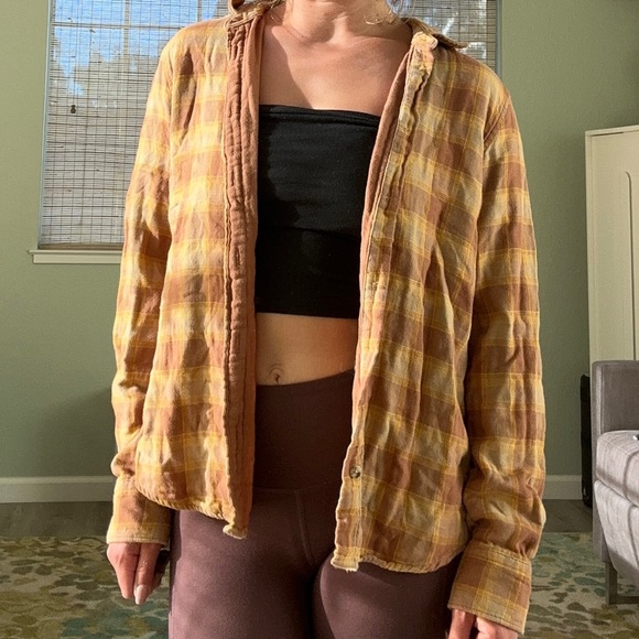 Briston Women’s medium yellow plaid flannel with orange inner lining. - Picture 3 of 3